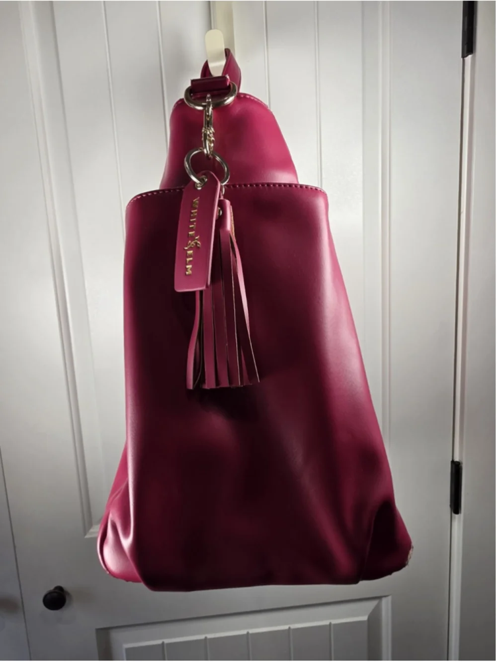 White Elm Aquila Tote Bag Fuchsia Pink Vegan Leather Laptop Work Travel Bag Read